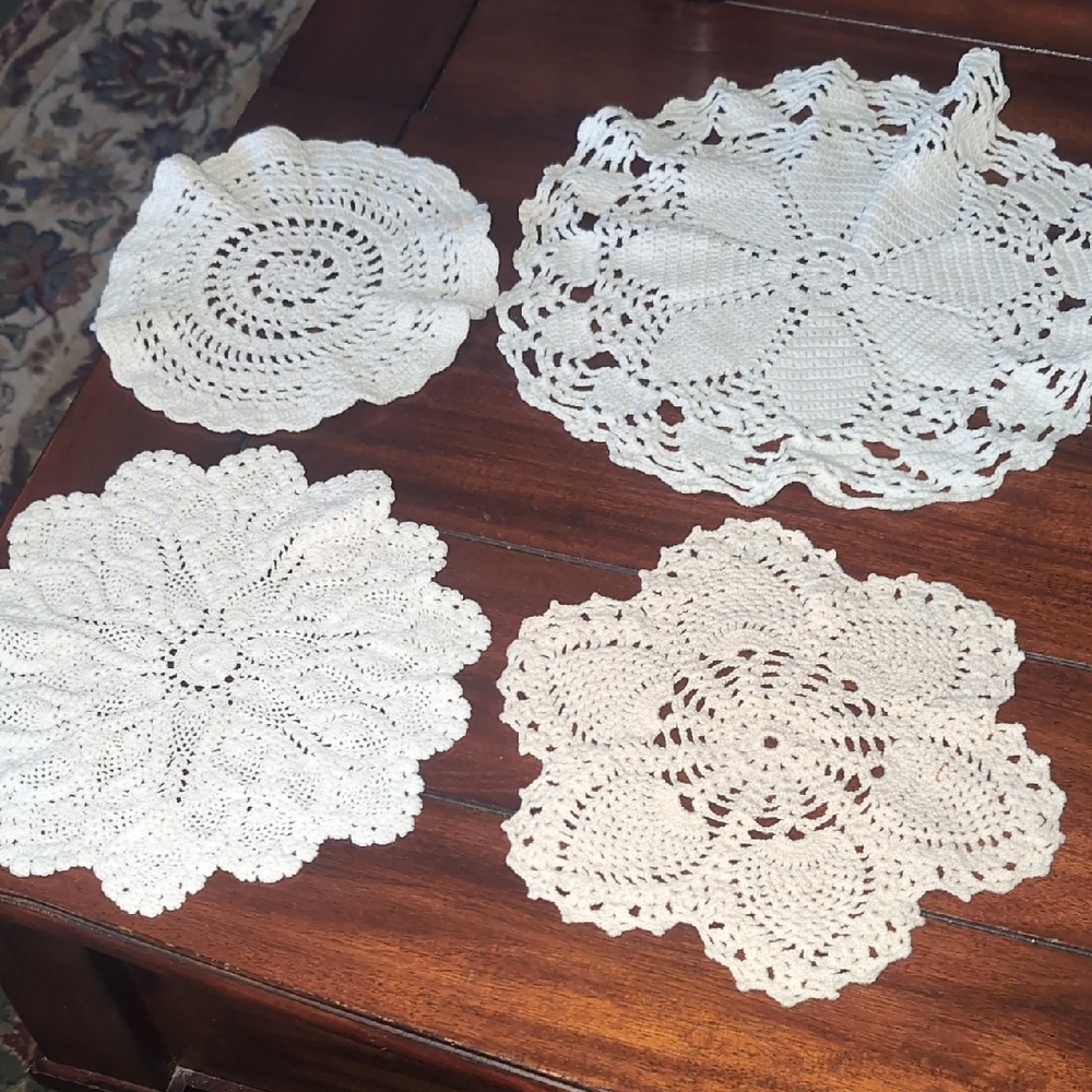 Set of Four Crochet Vintage  Doilies #15